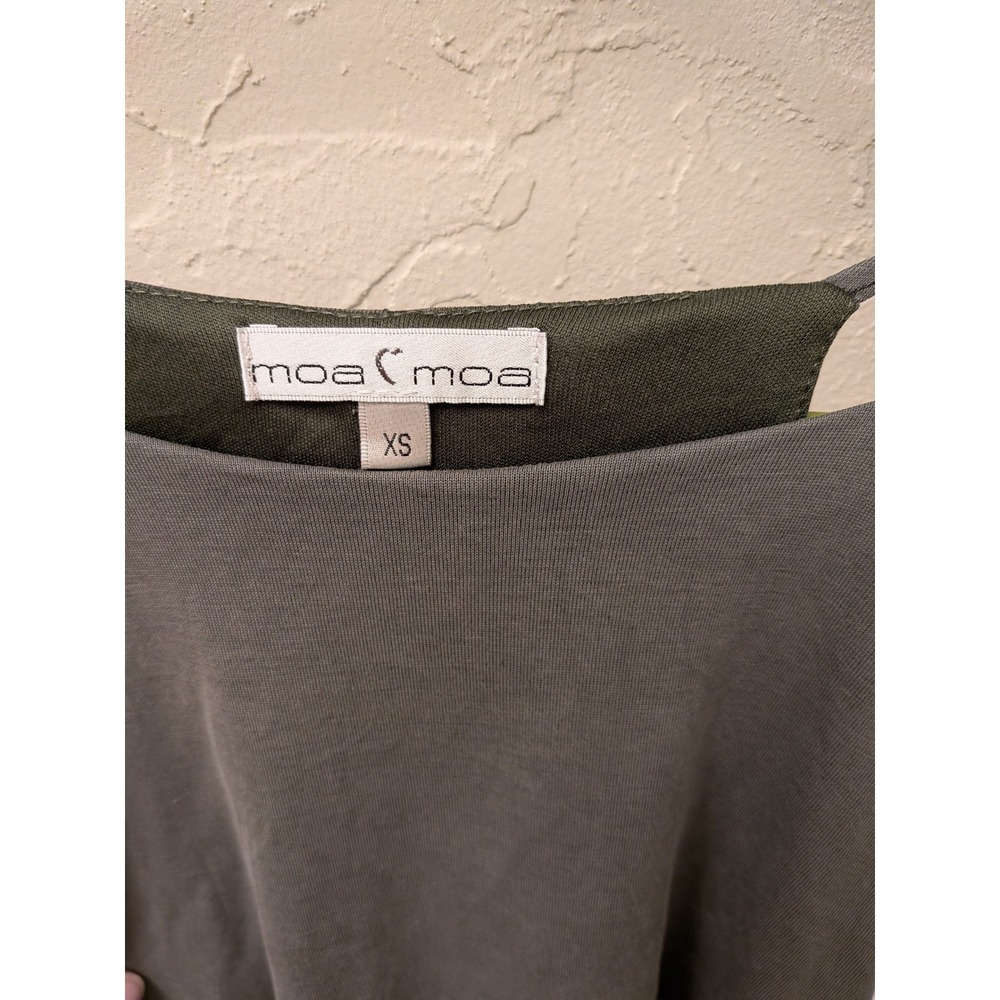 Moa Moa Womens Olive Green‎ Layered Sleeveless Boat Neck Knit Top XS